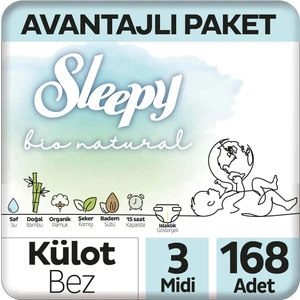 Bio Natural Avantajlı Paket Külot Bez 3 Numara Midi 168 Adet