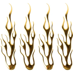 4 Adet Alev Desenli Araba Çıkartmaları-Altın (Yurt Dışından)