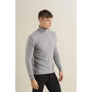 Sorte T18 Slim Fit Pamuklu Kare Desen Balıkçı Boğazlı Triko