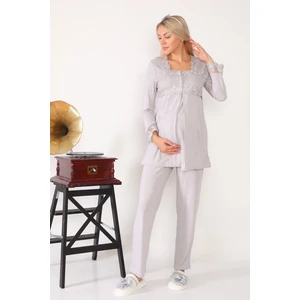 Lohusa Hamile 2603 Gri Lohusa Pijama