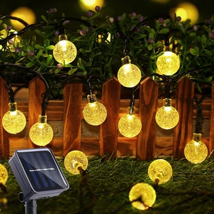 Light Home 50 Led 7 Metre Kristal Sarı Güneş Enerjili Led Işık Solar Bahçe Teras Balkon Ağaç Lambası Aydınlatması