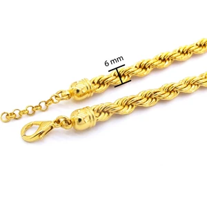 Altın Kaplama 6mm Kalın Burgu Halat  Zincir ZN-131