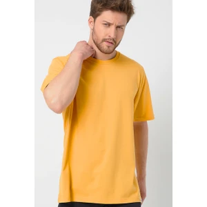 Amazing Crash Sarı Basic Erkek Bisiklet Yaka Long Kalıp Kısa Kollu T-Shirt