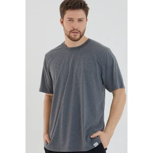 Amazing Crash Antrasit Basic Erkek Bisiklet Yaka Long Kalıp Kısa Kollu T-Shirt