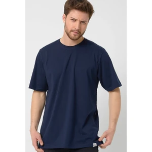 Amazing Crash Lacivert Basic Erkek Bisiklet Yaka Long Kalıp Kısa Kollu T-Shirt