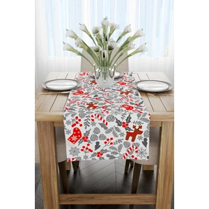 Cango Home Kırmızı Gri Yılbaşı Temalı Dijital Baskılı Runner CGH918-RN