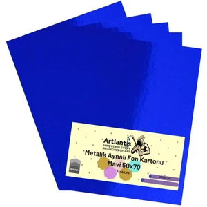 Mavi 50X70 Metalik Aynalı Fon Kartonu 5 Adet 1 Paket Artlantis Aynalı Metalik Fon Kartonu