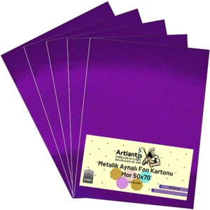 Mor 50X70 Metalik Aynalı Fon Kartonu 5 Adet 1 Paket Artlantis Aynalı Metalik Fon Kartonu