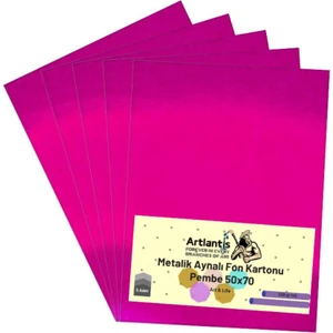 Pembe 50X70 Metalik Aynalı Fon Kartonu 5 Adet 1 Paket Artlantis Aynalı Metalik Fon Kartonu
