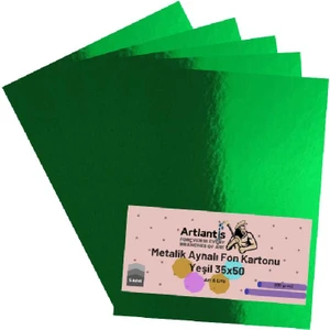 Yeşil 35X50 Metalik Aynalı Fon Kartonu 5 Adet 1 Paket Artlantis Aynalı Metalik Fon Kartonu