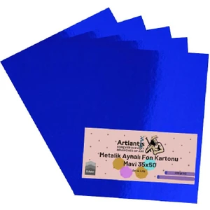 Mavi 35X50 Metalik Aynalı Fon Kartonu 5 Adet 1 Paket Artlantis Aynalı Metalik Fon Kartonu