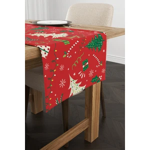 Cango Home Kırmızı Yeşil Yılbaşı Temalı Dijital Baskılı Runner CGH297-RN
