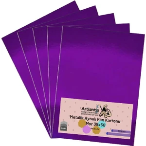 Mor 35X50 Metalik Aynalı Fon Kartonu 5 Adet 1 Paket Artlantis Aynalı Metalik Fon Kartonu