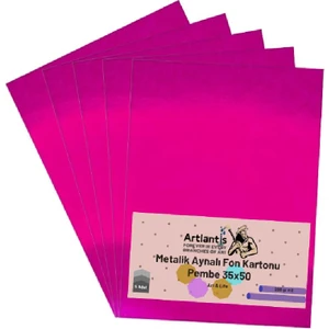 Pembe 35X50 Metalik Aynalı Fon Kartonu 5 Adet 1 Paket Artlantis Aynalı Metalik Fon Kartonu