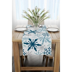 Cango Home Beyaz Mavi Yılbaşı Temalı Dijital Baskılı Runner CGH818-RN