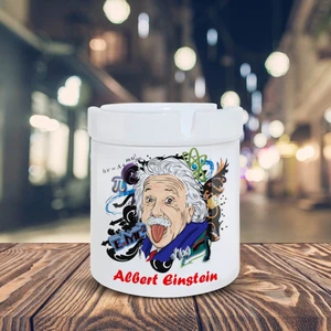 Albert Einstein Renkli Baskılı Seramik Küllük Kül TABLASI-90815