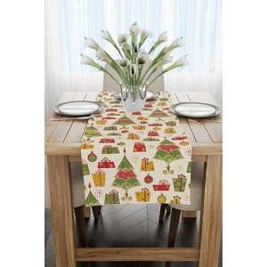 Cango Home Kırmızı Yeşil Yılbaşı Temalı Dijital Baskılı Runner CGH844-RN