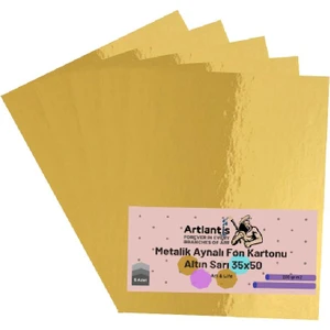 Altın Sarı 35X50 Metalik Aynalı Fon Kartonu 5 Adet 1 Paket Artlantis Aynalı Metalik Fon Kartonu