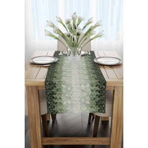 Cango Home Yeşil Altın Mozaik Desenli Desenli Dijital Baskılı Runner CGH925-RN