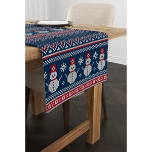 Cango Home Mavi Kırmızı Yılbaşı Temalı Dijital Baskılı Runner CGH221-RN