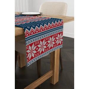 Cango Home Mavi Kırmızı Yılbaşı Temalı Dijital Baskılı Runner CGH223-RN