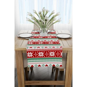 Cango Home Kırmızı Yeşil Yılbaşı Temalı Dijital Baskılı Runner CGH226-RN