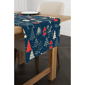 Cango Home Mavi Kırmızı Yılbaşı Temalı Dijital Baskılı Runner CGH308-RN