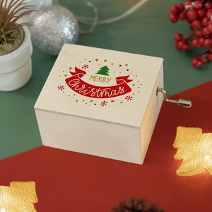 Hediye Sepeti Yılbaşı Melodili Ahşap Müzik Kutusu