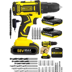 Germany Technology Cooper 58 V 5 Ah Darbeli Metal Şanzıman Şarjlı Çift Akülü Vidalama Matkap + Set