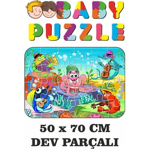 Müzisyen Deniz Canlıları Dev Parçalı Eğlenceli Puzzle 50X70 cm Puzzle