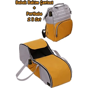 Portbebe Ana Kucağı ve Bebek Bakım Çantası İkili Set