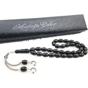 Gümüş Püsküllü Isme Kişiye Özel Kutulu Karpuz Kesim Oltu Tesbih