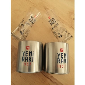 2 Adet Yeni Seri Rakı Bardağı + 2 Adet Metal Ehlikeyf