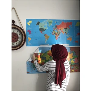 Tutunabilir Kağıt Dekoratif Tablo Eğitici Türkiye ve Dünya Haritası Çocuk Duvar Sticker Yazı Tahtası Kağıt Tahta 2 Set