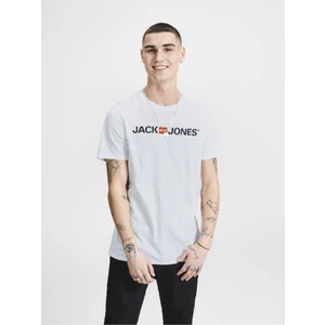 Jack & Jones Corp Logo Crew Neck Erkek Beyaz Bisiklet Yaka Tişört