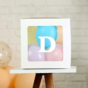 Patladı Gitti Şeffaf D Harfli Beyaz Kutu ve Balon Seti Kendin Yap Bebek Çocuk Doğum Günü Süsleme