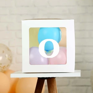 Patladı Gitti Şeffaf O Harfli Beyaz Kutu ve Balon Seti Kendin Yap Bebek Çocuk Doğum Günü Süsleme