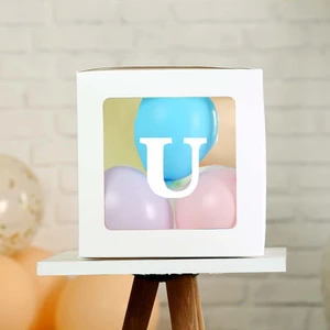 Patladı Gitti Şeffaf U Harfli Beyaz Kutu ve Balon Seti Kendin Yap Bebek Çocuk Doğum Günü Süsleme