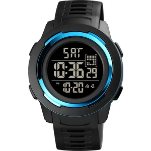 Skmeı 1731 Üçlü Yuvarlak Dial LED Çift Zamanlı Dijital Ekran Aydınlık Elektronik Saat (Mavi ve Siyah)  (Yurt Dışından)
