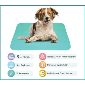 Ata Exclusive Fabrics 5 Katlı Yıkanabilir, Emici ve Sıvı Geçirmez Köpek Çiş Pedi (75X90 cm) %100 Polyester