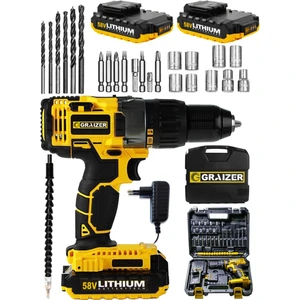 Alman 58 V 5 Ah Kraft Series Darbeli Metal Şanzuman Çift Akülü Vidalama Matkap + 27 Parça Setli