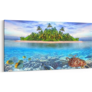 16341YD Kumsal / Sahil Görseli Yatay Dar Kanvas Tablo