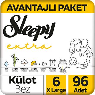 Sleepy Extra Günlük Aktivite Avantajlı Paket Külot Bez 6 Numara Xlarge 96 Adet