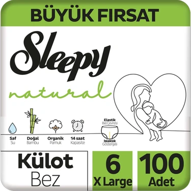 Sleepy Natural Büyük Fırsat Paketi Külot Bez 6 Numara Xlarge 100