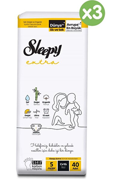 Sleepy Extra Günlük Aktivite Avantajlı Paket Bebek Bezi 5 Numara Junior 120 Adet