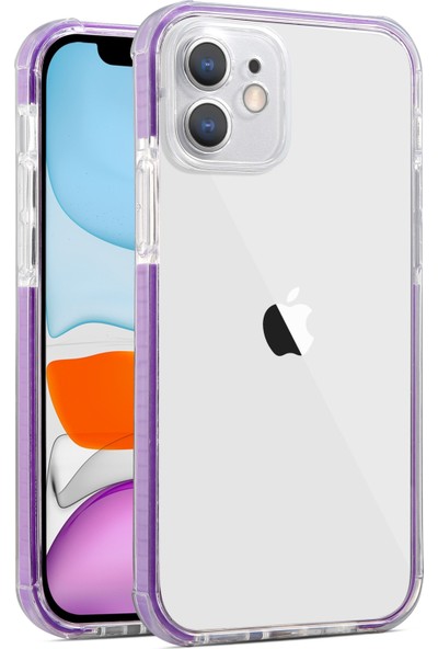 Elo Apple Apple iPhone 11 Kılıf Kamera Korumalı Renkli Tam Koruma Şeffaf Mor