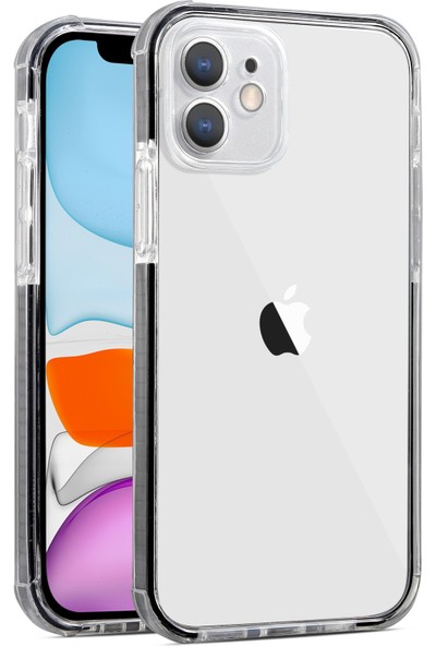 Elo Apple Apple iPhone 11 Kılıf Kamera Korumalı Renkli Tam Koruma Şeffaf Siyah