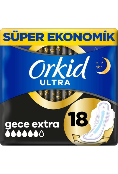 Orkid Ultra Extra Hijyenik Ped Gece Extra Süper Ekonomik Paket 18 Ped