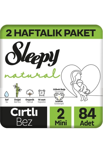 Sleepy Natural 2 Bebek Bezi 2 Numara Mini 84'lü