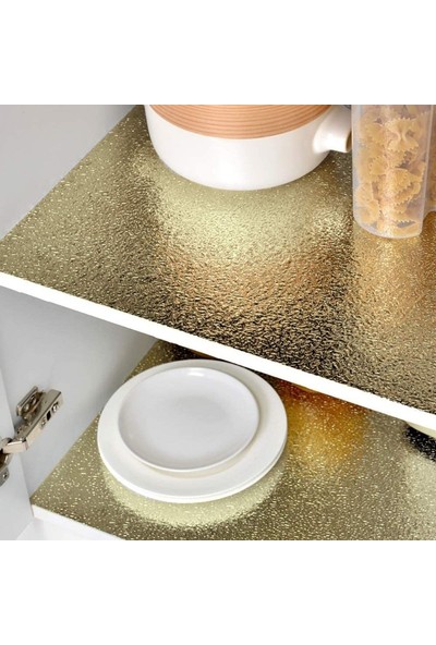 2N7 10 Metre Kendinden Yapışkanlı Silinebilir Mutfak Tezgah Üstü Sticker Folyo Gold Renk